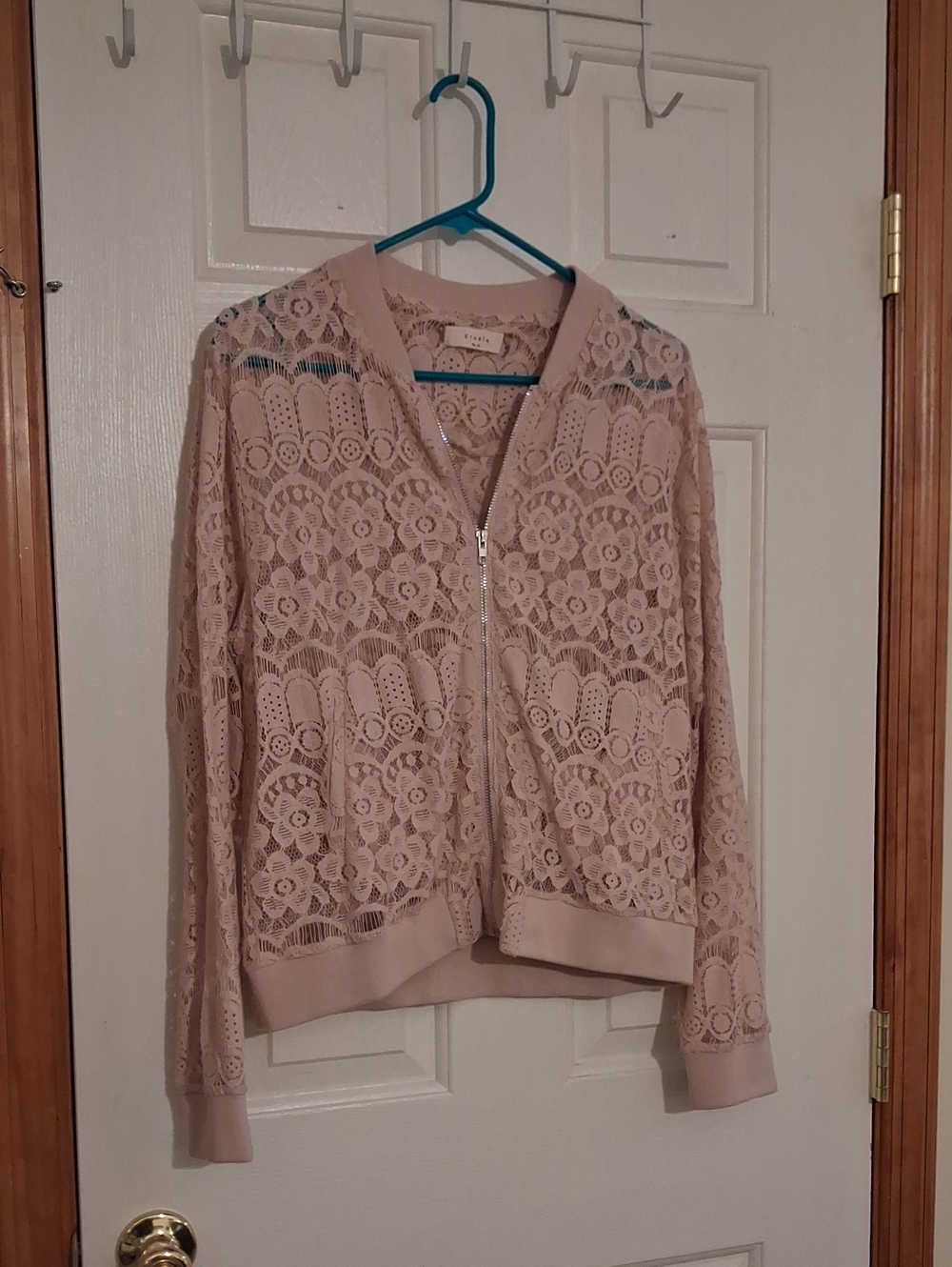Elodie Blush Lace Bomber Jacket